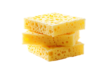 Sponge for cleaning placed on white or transparent background