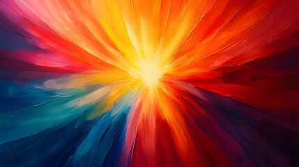 Obraz premium Burst of Colors: a vibrant explosion of colors, radiating outward from a central point, forming a dynamic and energetic abstract composition