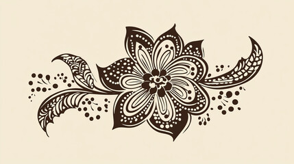 Obraz premium Henna tattoo brown mehndi flower doodle ornamental decorative indian design pattern paisley arabesque mhendi embellishment vector.