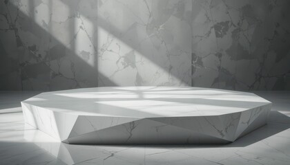 Modern Geometric Display Platform in Bright Minimalist Interior