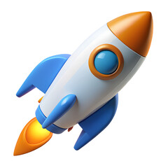 Modern 3D Rocket Icon for Websites, Apps, and Graphic Design Projects