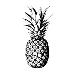 Fototapeta premium Pineapple illustration depicting unique texture and organic shape with sharp leaves in black and white vector art style