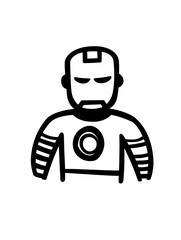 Iconic superhero design showcasing a minimalist, cartoon-styled character in action, representing bravery and innovation with bold lines and shapes