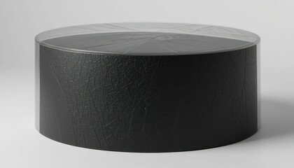 Modern Round Black Table with Unique Textured Surface Design