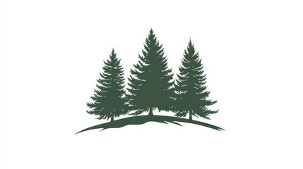 Obraz premium Tree outdoor travel green silhouette forest badge coniferous natural badge tops line spruce vector.