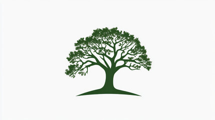 Obraz premium Tree vector logotype silhouette oak treetops illustration isolated green forest badge logo branch line-tree collection.