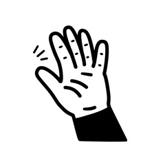Obraz premium Waving hand vector illustration conveying greetings and friendly gestures in a simple yet engaging black and white design