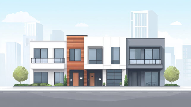 Cottage house facede vector city street view buildings of town house face side modern world house building flat architecture illustration cottage residential house construction cityscape houses