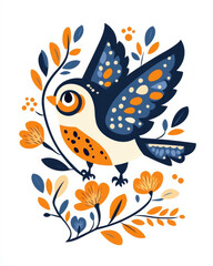 Fototapeta premium owl Colorful bird illustration with floral elements and vibrant patterns