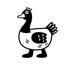Fototapeta premium Playful cartoon duck character walks confidently across a whimsical landscape with a quirky design and unique features