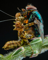 Mantis feeding on a leaf