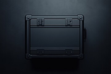 Black metal case on dark background, storage, security