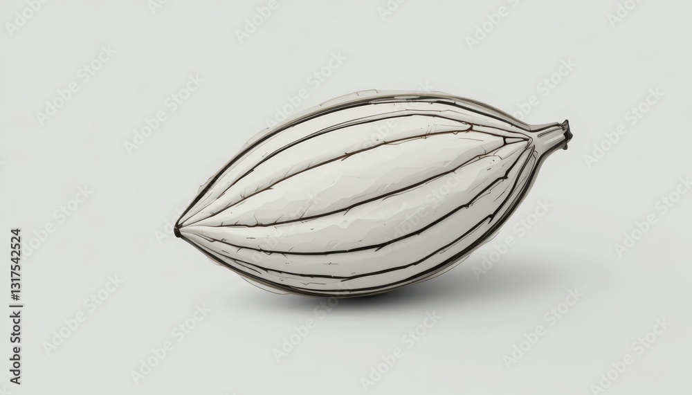 Poster detailed sketch of a unique seed shape with simple lines and curves
