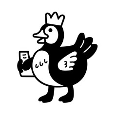 Quirky royal duck holding a message with charm and whimsy in a playful vector style