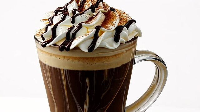 Hei&szlig;e Schokolade mit Sahne serviert in Tasse