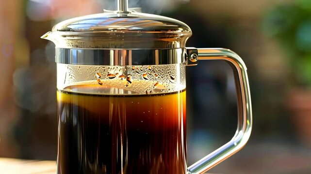 Franz&ouml;sische Kaffeepresse mit frischem Filterkaffee