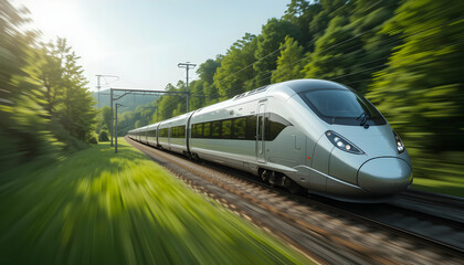 Naklejka premium HighSpeed Train Modern Rail Travel Scenic Railway