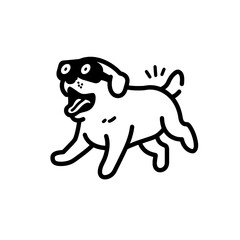 Playful dog in a mask joyfully running around in a bright and cheerful vector art style