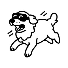 Happy dog in sunglasses joyfully running through a sunny park, embodying carefree spirit and playful energy on a bright day