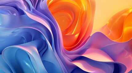 Obraz premium 3D render of an abstract background with colorful waves and glowing elements 3D rendering