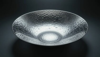 Reflective Metallic Bowl with Unique Textured Surface and Shape