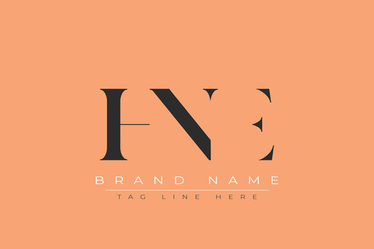 HNE abstract letter logo design. This logo is designed by three abstract letters.