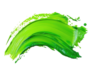Green paint brush stroke on black background