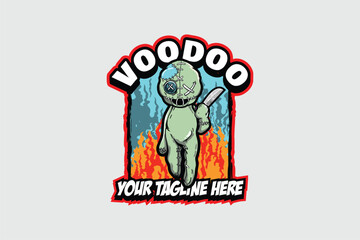 Voodoo doll holding a knife cartoon character vector image template