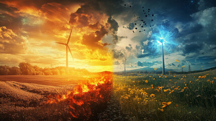 Fototapeta premium Alternative energy source set illustration.