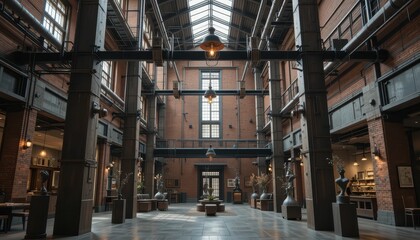 Industrial Style Interior Design of Modern Building with Natural Light