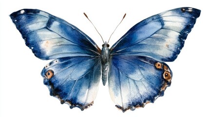 Watercolor Painting of a Blue Morpho Butterfly