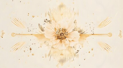 an elegant floral design in warm, earthy tones, perfect for a decorative background. The artwork features a central flower with delicate feather details.