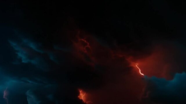Dramatische Sturmwolken mit leuchtenden Blitzen am Himmel