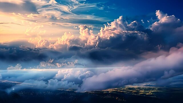 Goldene Sonnenstrahlen brechen durch dramatische Wolken