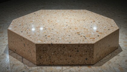 Octagonal Stone Surface with Natural Texture and Glossy Finish