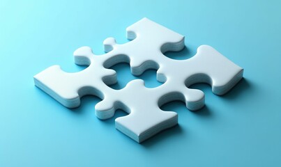 Two puzzle pieces connect solution concept