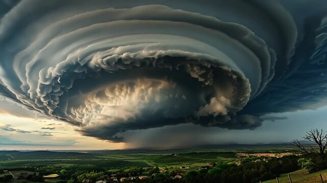Dramatischer Superzellensturm mit rotierenden Wolken
