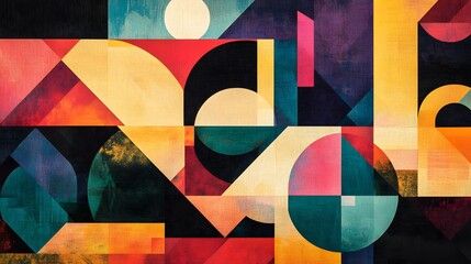 Fototapeta premium a vibrant geometric abstract artwork with colorful shapes and forms