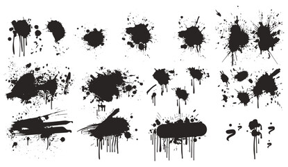 Graffiti spray vector set, urban grunge splatter brush, freehand drip kit, messy ink stroke, cool handwriting stain splash, black street art, abstract paint splash, airbrush effect, artistic texture