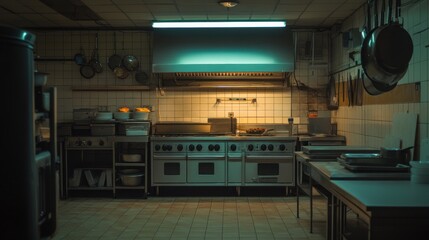 Moody Restaurant Kitchen: A Culinary Nightscape