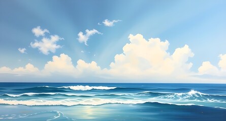 Obraz premium waves on the beach oil paint