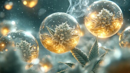 Cannabis Buds in Glass Globes