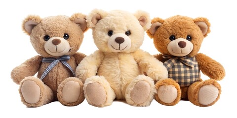 Set of cute little teddy bear doll isolated on a white background