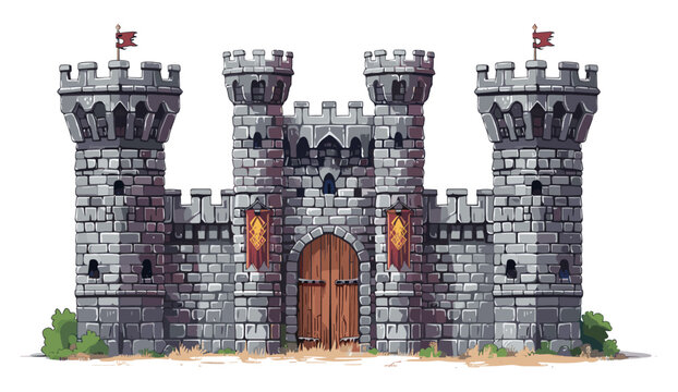 Ancient door, Stone castle wall, medieval brick gate, old town entrance, history gray fortification clipart, fantasy RPG royal tower, masonry castle wall, fortress architecture