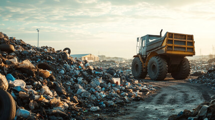 Recycling garbage plastic elements trash tires management industry utilize waste can vector illustration.