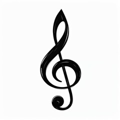 Fototapeta premium Treble clef musical symbol element with artistic design on white background. Fluid lines accent classic music note. Single graphic melody sound staff.