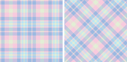 Pastel Eggshell Seamless Tartan with Iridescent Light Pink accents Fabric Design