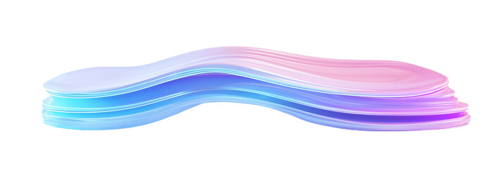 Obraz premium Curved layered podium design featuring soft blue and neon elements in a modern style