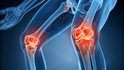 Human Knee Joint Anatomy with Inflammation Showing Pain and Arthritis Symptoms