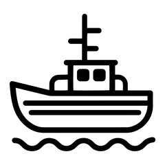 Obraz premium Line art of a boat floating on waves in minimalist style